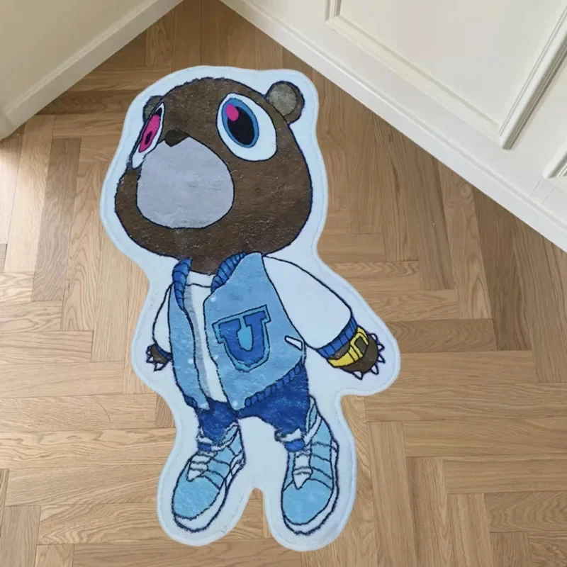 Kanye Graduation Little Bear Carpet Cute College Dropout Bear Carpet 60x90cm Digital Printing Non Slip Washable Room Doormat