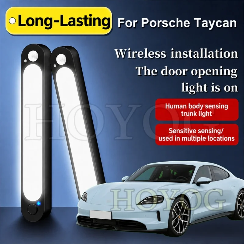 For Porsche Taycan 2019-2026 Car Boot Light LED Lamp Motion Sensor No Drilling Wireless Trunk Cargo Light Sedan Interior Cabin