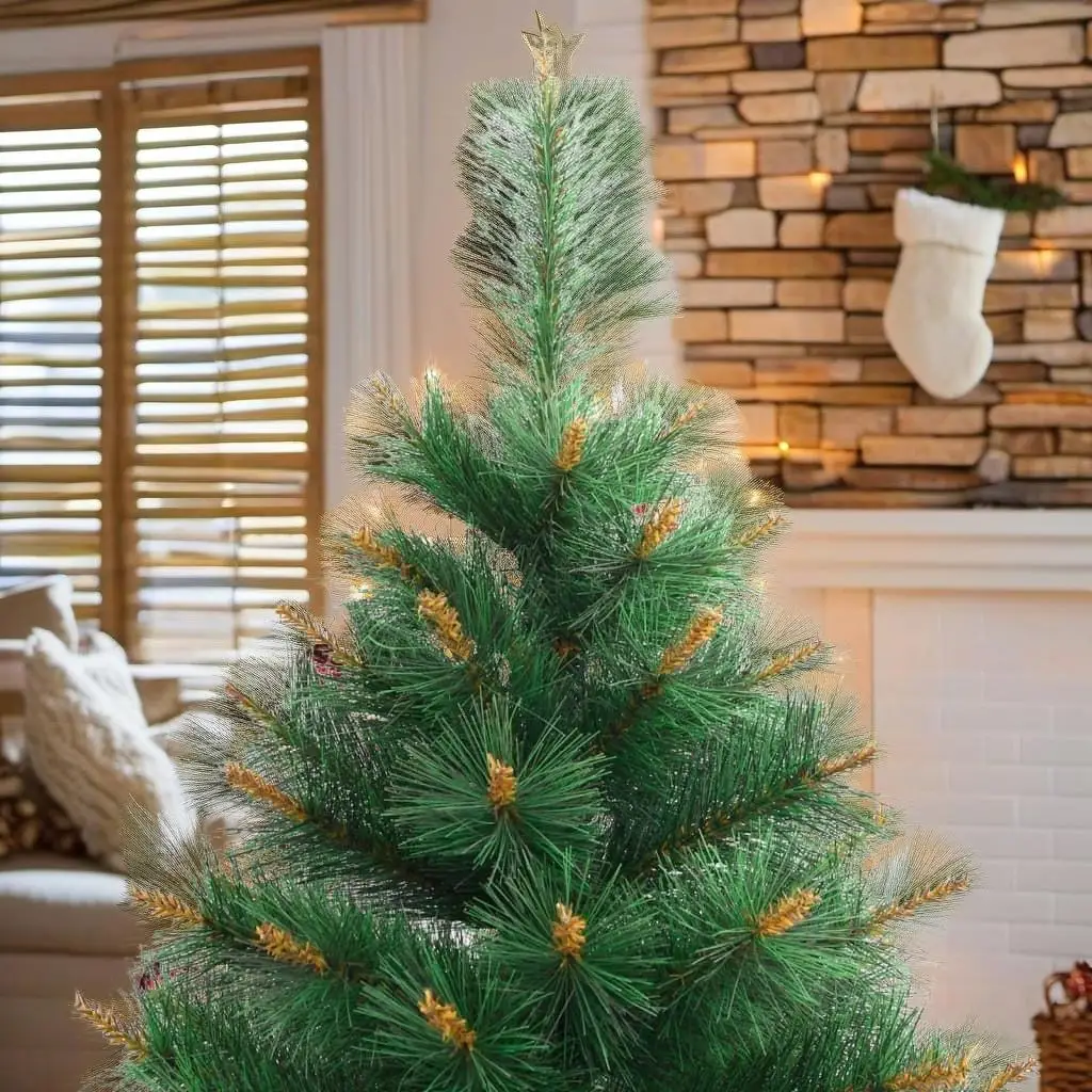 

59.1 Artificial Hinged Christmas Tree with Stand - Easy Setup Holiday Decor for Festive Cheer