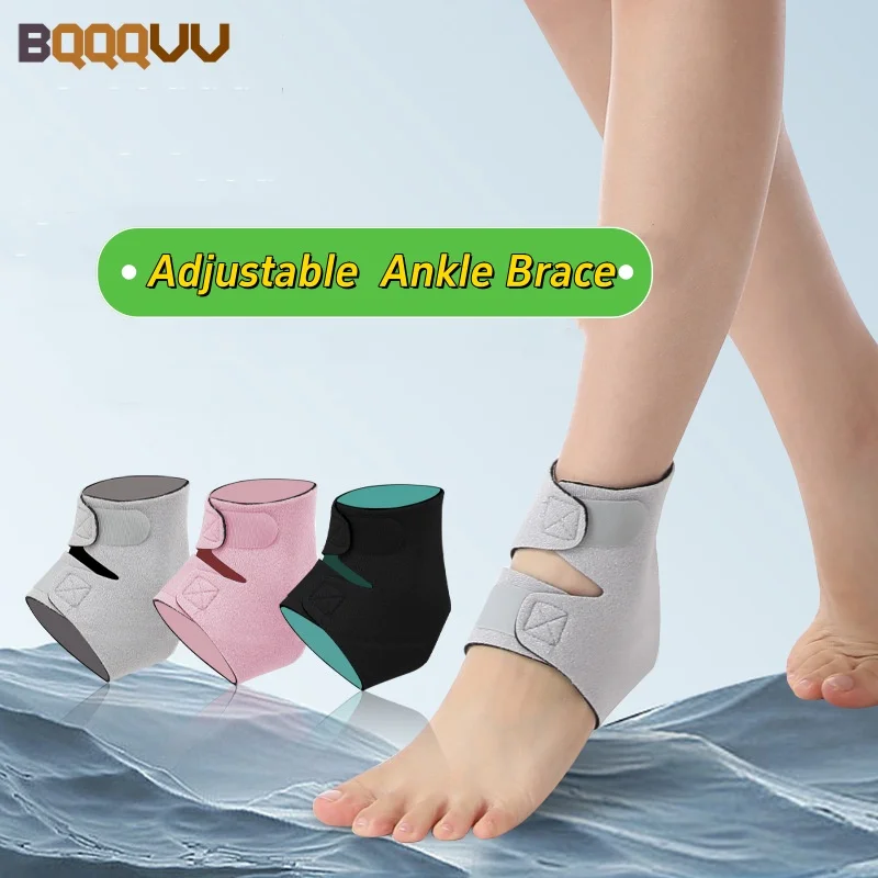 Adjustable Compression Ankle Sleeve, Elastic Ankle Brace Guard, Foot Anti-Sprain Support, Heel Protective Strap, 1Pc