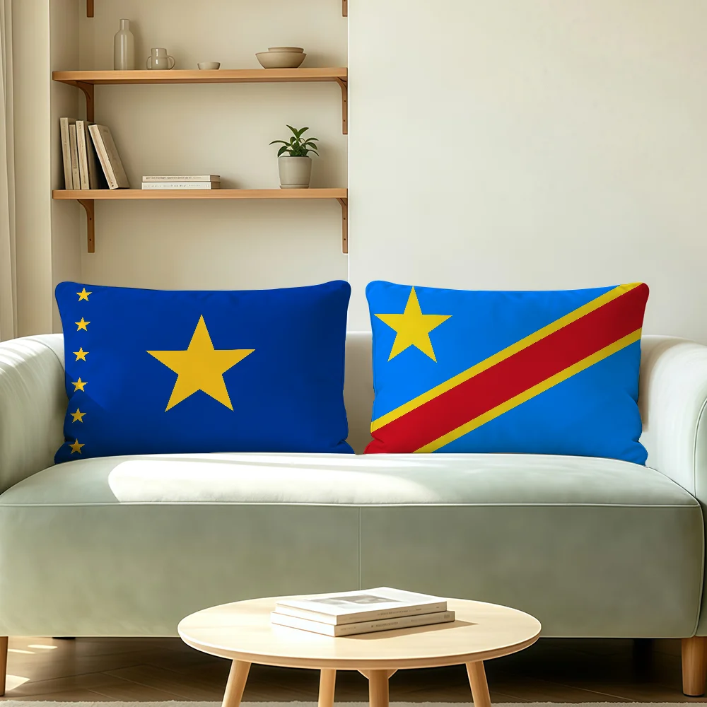 D-Democratic Republic C-Congo cushion cover Polyester Pillowcase Sofa Living Room Cushion Cover Bedroom Bedside or Home Decor