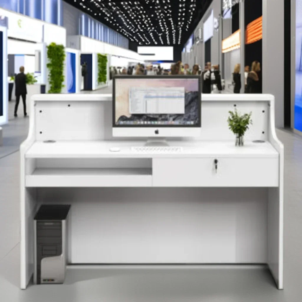 2024 Custom Modern Simple Bar Reception Small Store Front Desk Cash Register Baking Paint Beauty Small Salon Consultation Desk