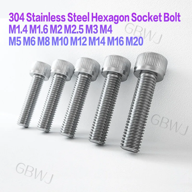 

M1.4 M1.6 M2 M2.5 M3 M4 M5 M6~M20 Din912 304 Stainless Steel Hexagon Socket Bolt Grade 6.8 Hexagon Hex Socket Cap Head Screw