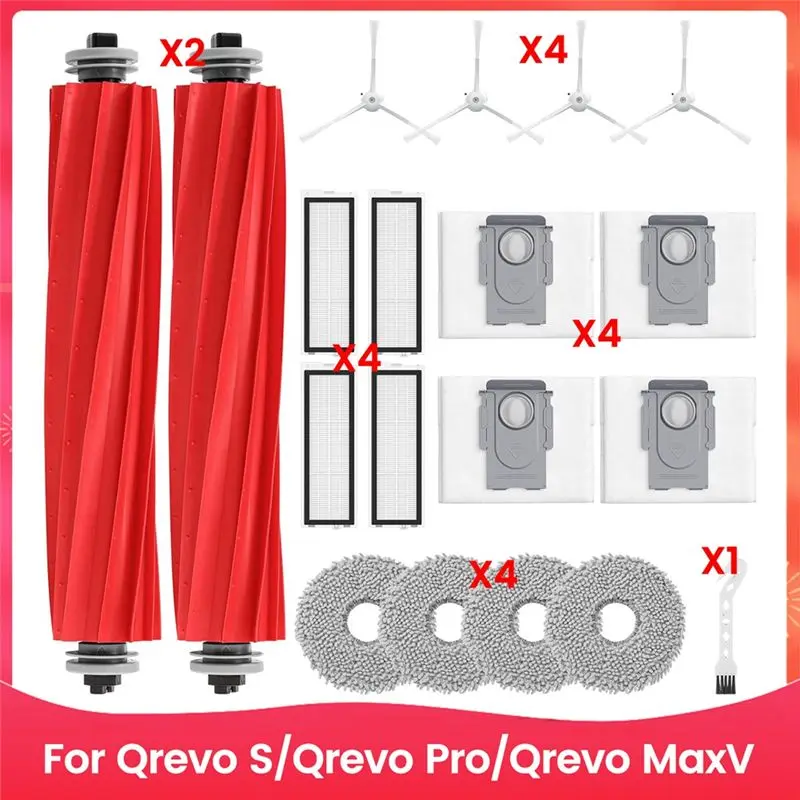 

Комплекты аксессуаров для роботов-пылесосов Qrevo S/Qrevo Pro/Qrevo Maxv: основная и боковые щетки, HEPA-фильтр, салфетка для влажной уборки