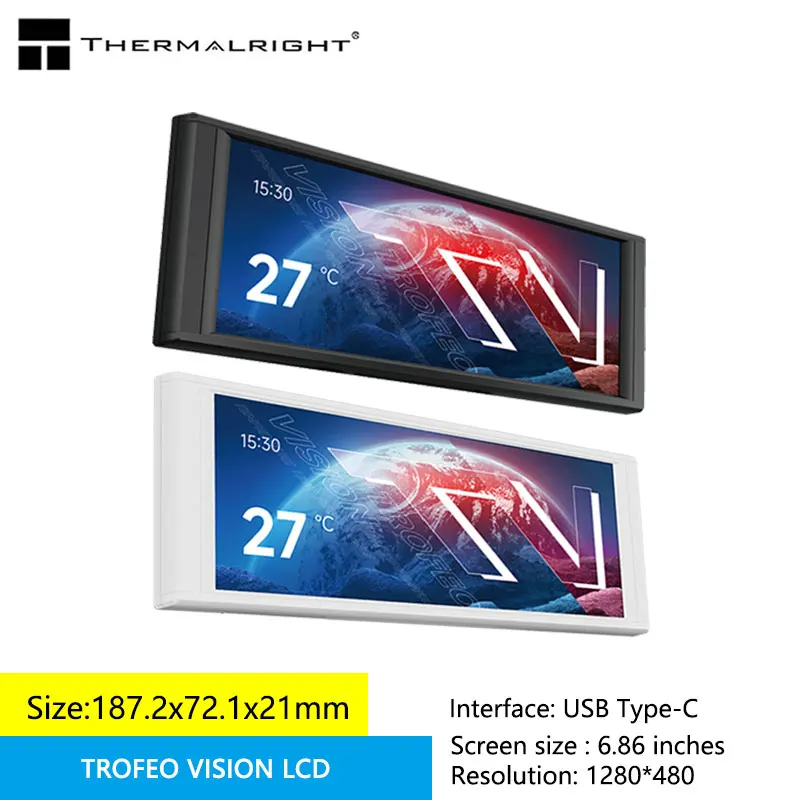 Thermalright TROFEO VISION LCD IPS LCD Display screen，6.86 inches/magnetic/1280*480 resolution/USB Type-C port