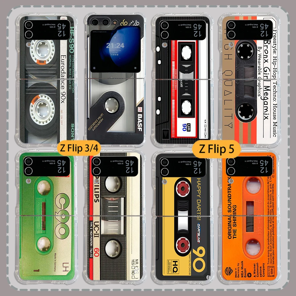 Magnetic Radio Tape Cassette Case Phone Case for Samsung Galaxy Z Flip 3 4 Z Flip 5 6 Z Fold 4 5G PC Soft Anti-fall Back Cover