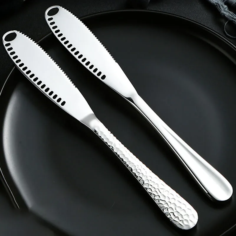 Stainless Steel Butter Knife Cheese Knife Snake Hole Baking Scraper Butter Cheese Knife Bread Jam Knife Cream Knife Multi-Purpos