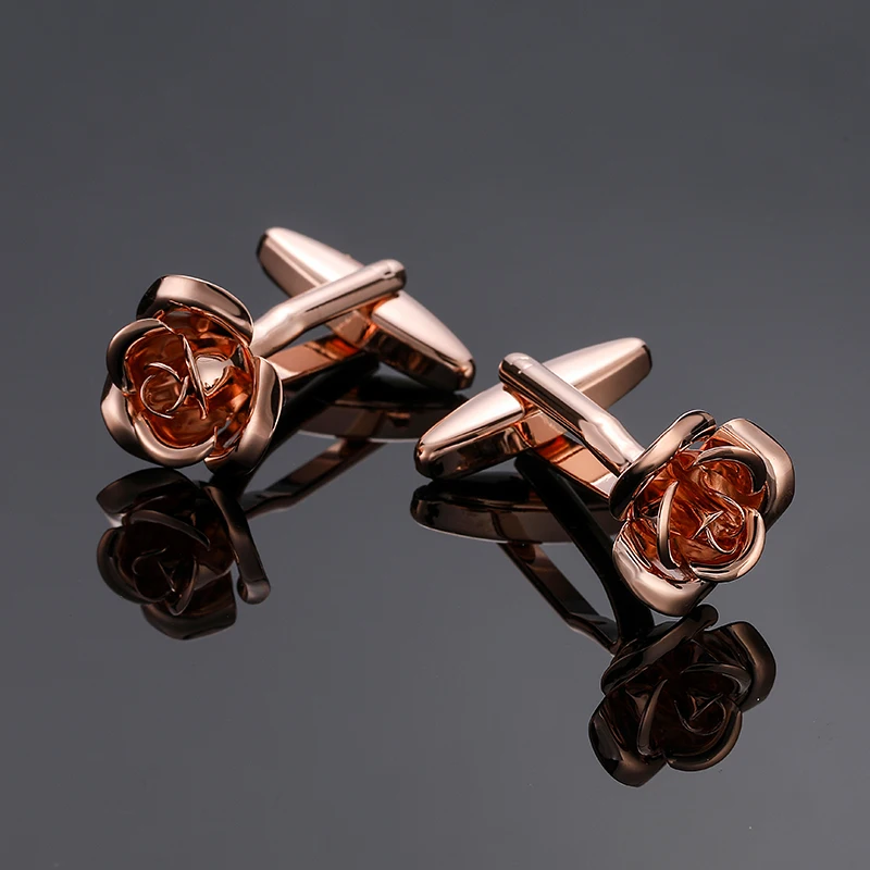 Men\'s French shirt cufflinks copper material red blue black rose cufflink Valentine\'s Day Wholesale of wedding accessories