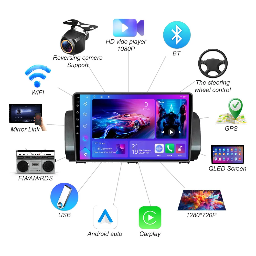 أندرويد السيارات لرينو سانديرو 2021 2022 2023 مشغل وسائط متعددة لاسلكي HD شاشة تعمل باللمس FM AUX المدخلات بلوتوث 2K QLED WIFI #4