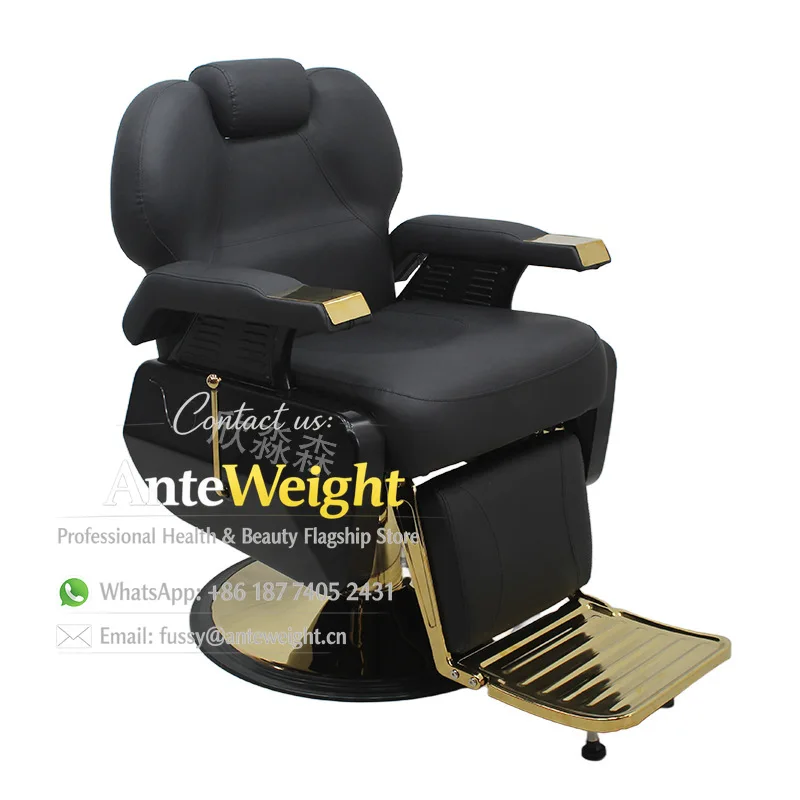 Vintage Barber Chair for Men, Hydraulic Lift Reclining Salon Chair for Haircut & Shaving | Retro Heavy-Duty Hairdressing Seat