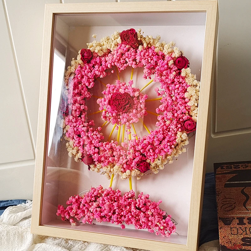 Handmade DIY dried flowers photo frame, private custom decoration picture frame, setting up a Ferris wheel material package,