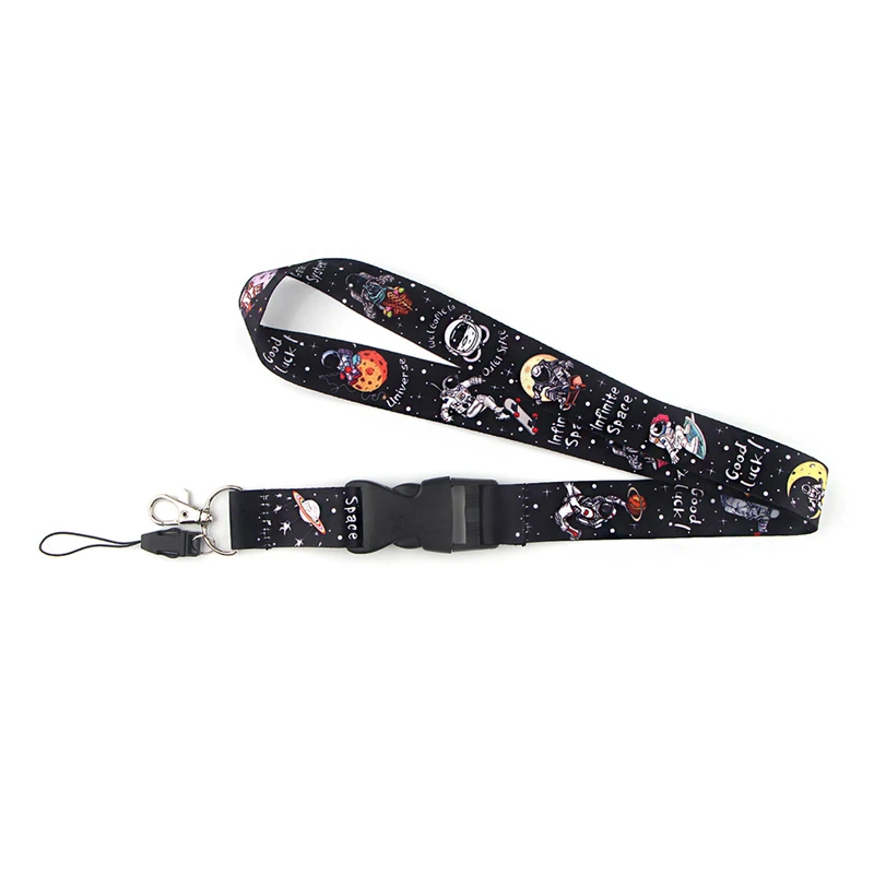 Imagem -06 - Astronauta Space And Planet Key Lanyard para Crianças Chaveiro do Carro Cartão de Identificação Passe Ginásio Emblema do Telefone Suporte do Anel Jóias Acessórios Decoração