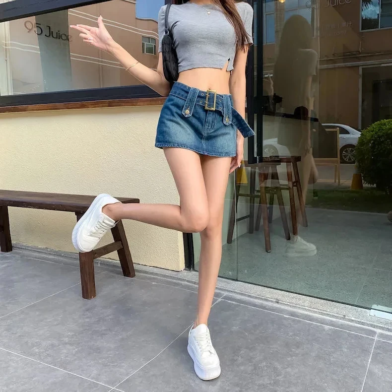 new summer young female women girls fashion casual sexy mid waist Denim shorts skirts