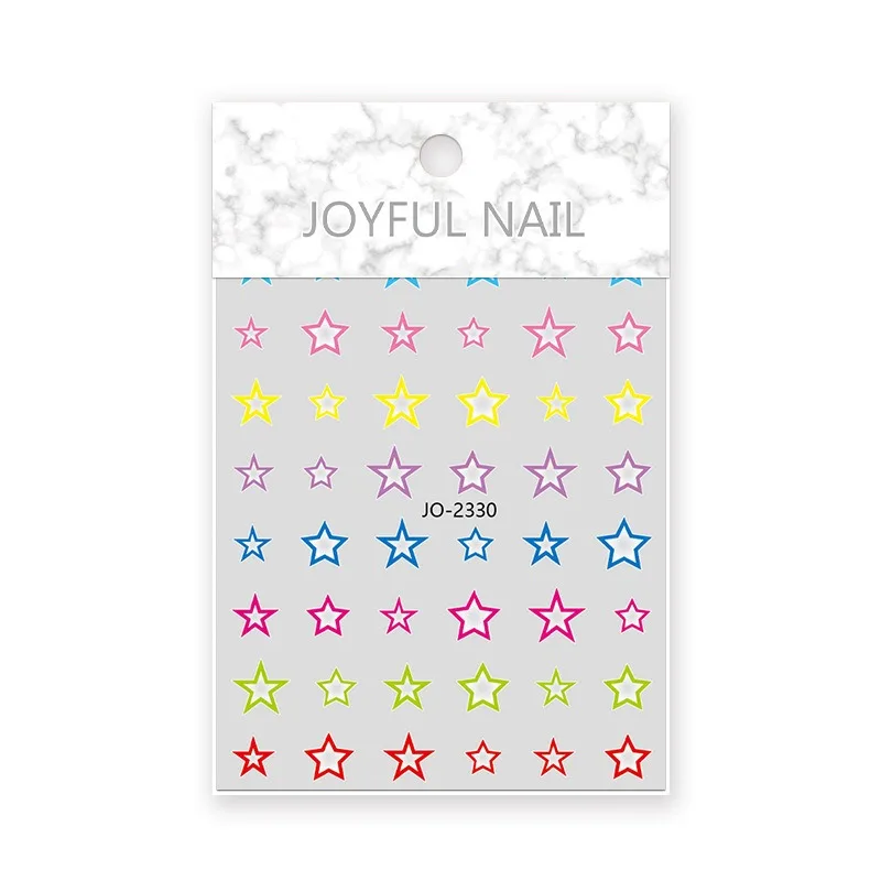 New Nail Salon Macaron Five Pointed Star Love Stickers Popular Spring and Summer Small Fresh Back Glue Nail Stickers Wholesale