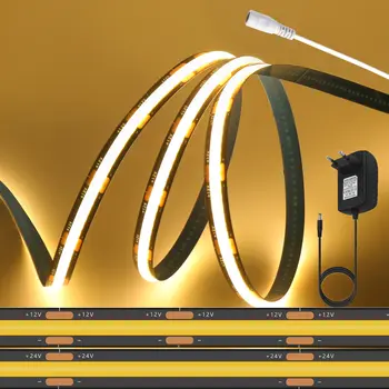 COB LED燈條 12V 24V 直流 RA90 高亮度 320LED/米 COB燈帶 柔性燈帶 1米 2米 3米 4米 5米 10米 20米 燈條 3000K 4000K 6000K 10 最佳銷售 12伏LED燈條 - №1