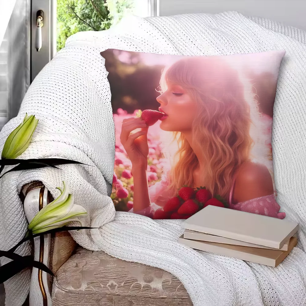 Hot singer S-SwiftS Pillow Case Pillowcase Anti-dustmite Pillow Invisible zipper silky short plush Sofa cushion cover