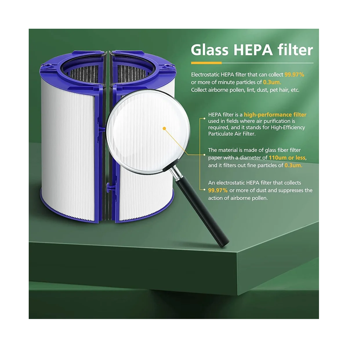 True HEPA Filter Replacement for Dyson Fan TP06 HP06 PH01 PH02 HP07 TP07 HP09 TP09 Air Purifier, Part 970341-01