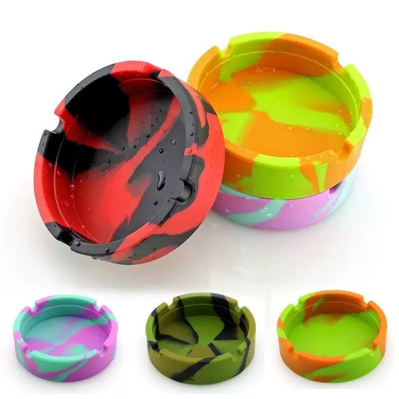 

Portable Camouflage Ashtray Anti-scalding Cigarette Holder Environmentally Friendly Soft Round Silicone Ashtray Ashtray Holder