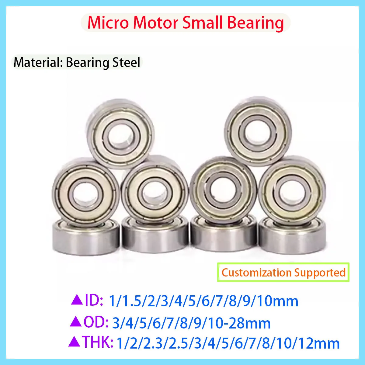 High Speed Silent Small Bearing Inner Diameter 1/1.5/2/3/4/5/6/7/8/9/10mm