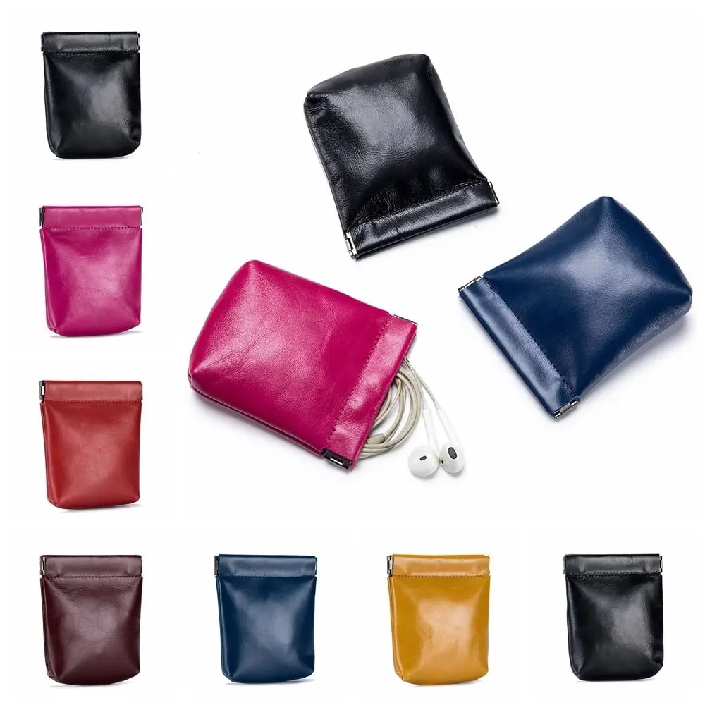 

PU Leather PU Leaf Spring Bag Creative Coin Purse Cosmetic Bag Self-closing Storage Bag Solid Color Small Item Bags Outdoor