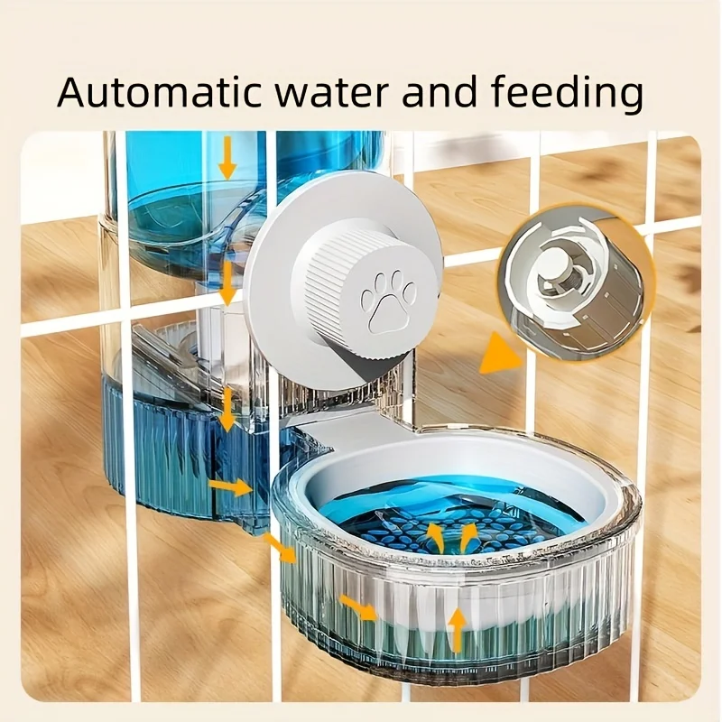 1pc/2pcs Hanging Automatic Pet Food Feeder/Water Dispenser, Large Capacity Gravity Dog Auto Feeder Waterer Set With Bowl For Cag