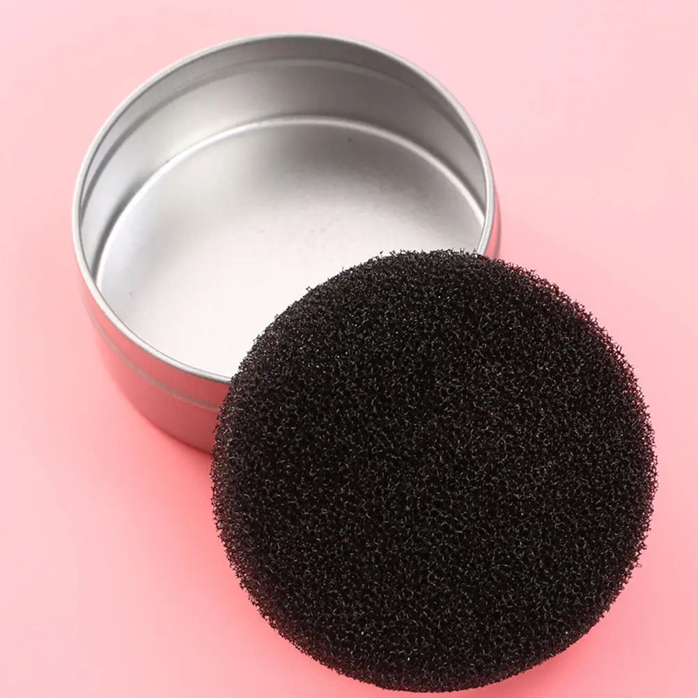 3Pcs Makeup Brush Cleaner Box Creative Round Iron Brush Color Removal Sponge Tool Portable Dry Cleaning Case