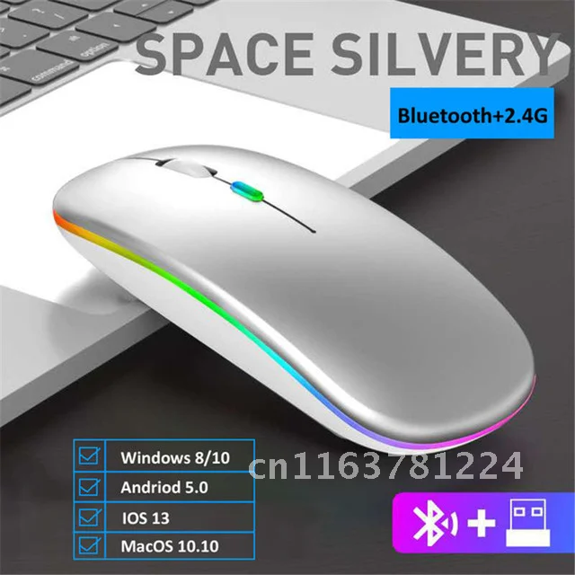 Wiederauf ladbare drahtlose Maus Computer Bluetooth-Maus ergonomische USB-Maus leise Mause mit Hintergrund beleuchtung RGB-Mäuse für Laptop-PC iPad