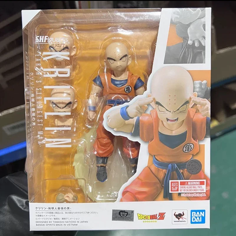 100% Disponibile Originale Bandai SHF Krillin Dragon Ball Z SHFiguarts Krillin Earth's Strong Man Anime Action Figures Giocattoli