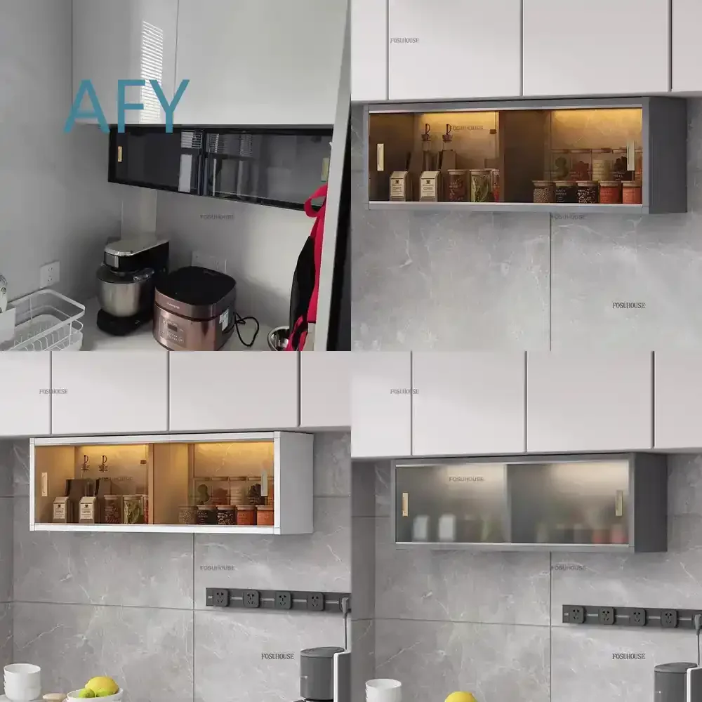 Designer Glass Wall Mounted Kitchen Cabinets Aluminum Alloy Storage Cabinet for Home Bedroom Display Locker for Modern Luxury