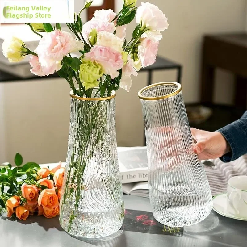 Large Size Glass Flower Vase Transparent Water Cultivated Wealth Bamboo And Lilies Special Large Home Decorative Living Room