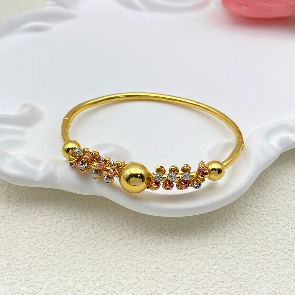 Falair 2025 Bride Gold Plated Filigree Bead Zirconia Bracelet Set Middle East Style Hand-Set Wedding Jewelry Valentine Gift