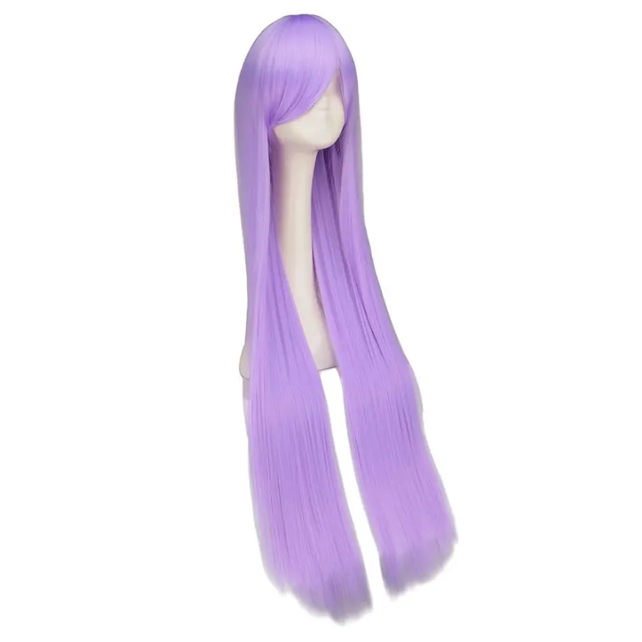 Saint Seiya Athena Saori Kido Cosplay Wig Long Straight Light Purple Synthetic Hair Wigs