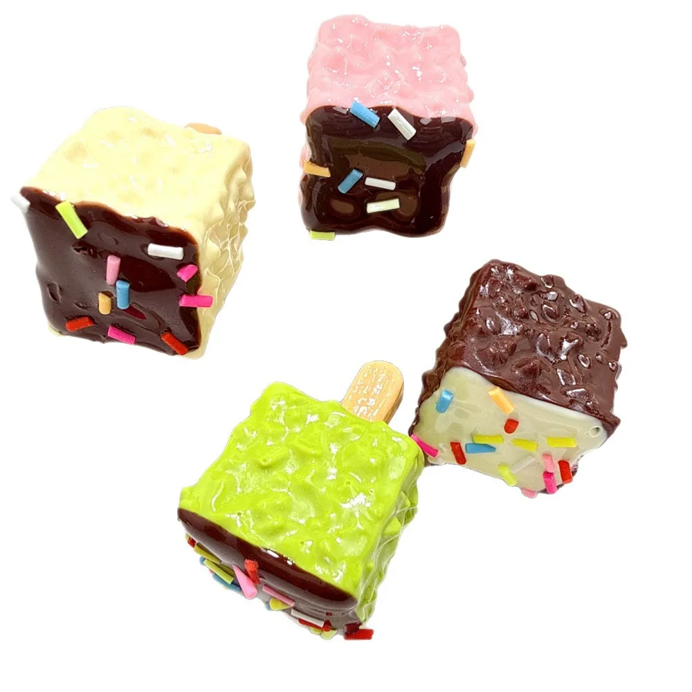 50PCS Colorful Crispy Chocolate Ice Bar 30MMX20MM Resin DIY Pendant Decoration Material Gadget Craftwork