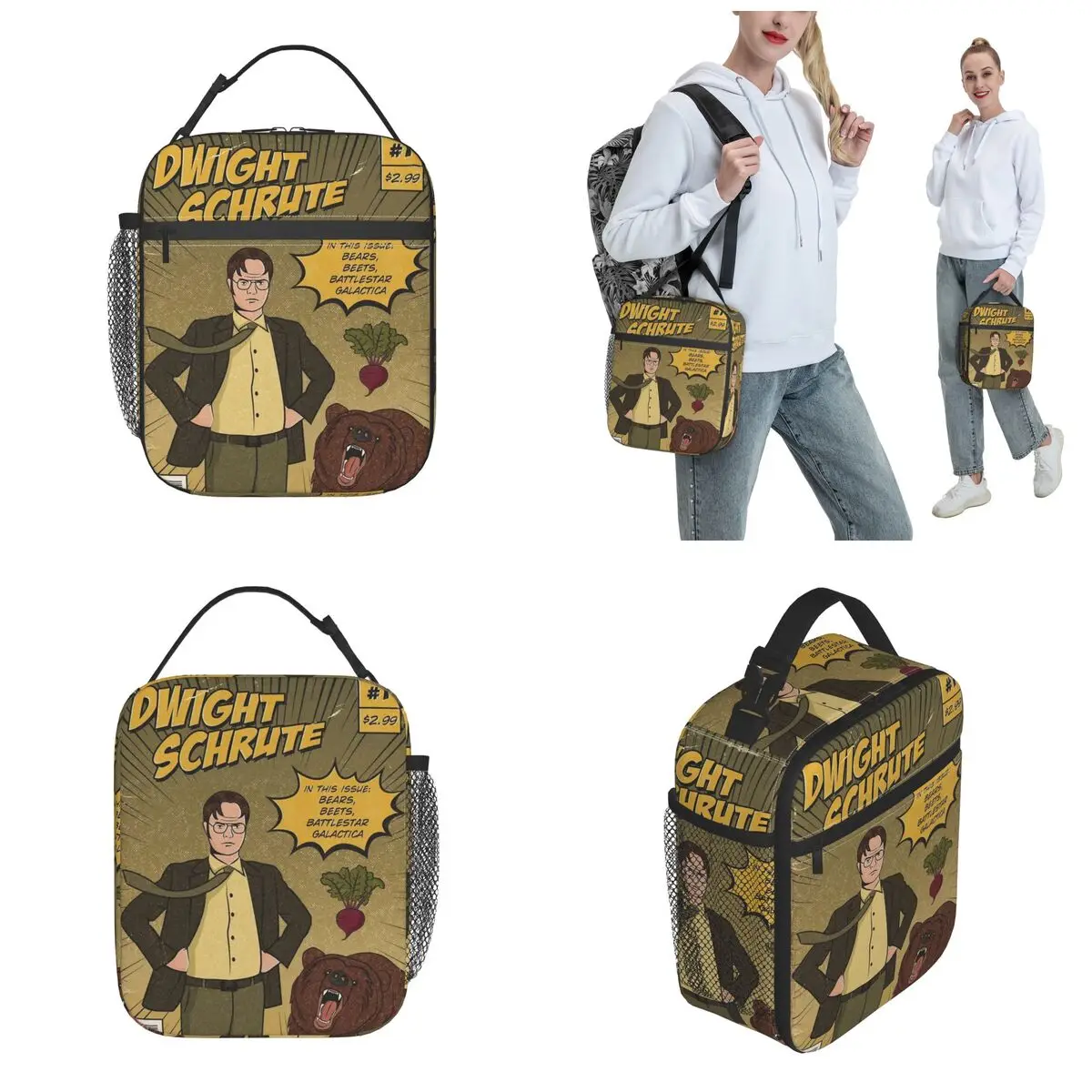 Insulated Lunch Box Dwight Schrute Comics Merch The Office Tv Series Storage Food Box Causal Cooler Thermal Bento Box For Travel