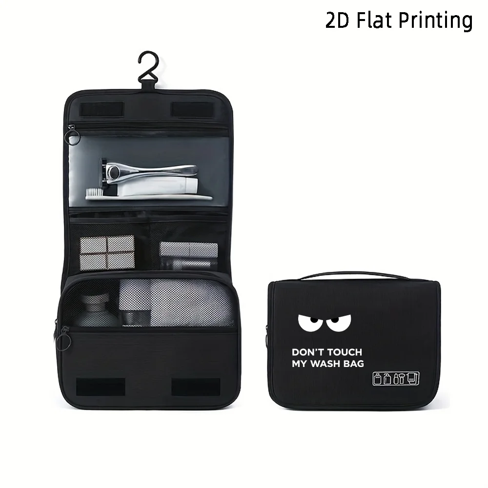 Eyes DON'T TOUCH MY WASH BAG Pattern Hook Design Multi-Compartment Large Capacity Toiletry Storage Hanging Bag