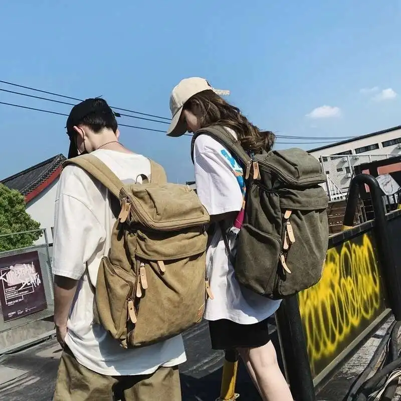 

Fashion Casual Men's Backpack Canvas Students School Shoulder Bag Laptop Rucksack For Teenager Girls Boys Large Travel Backpacks