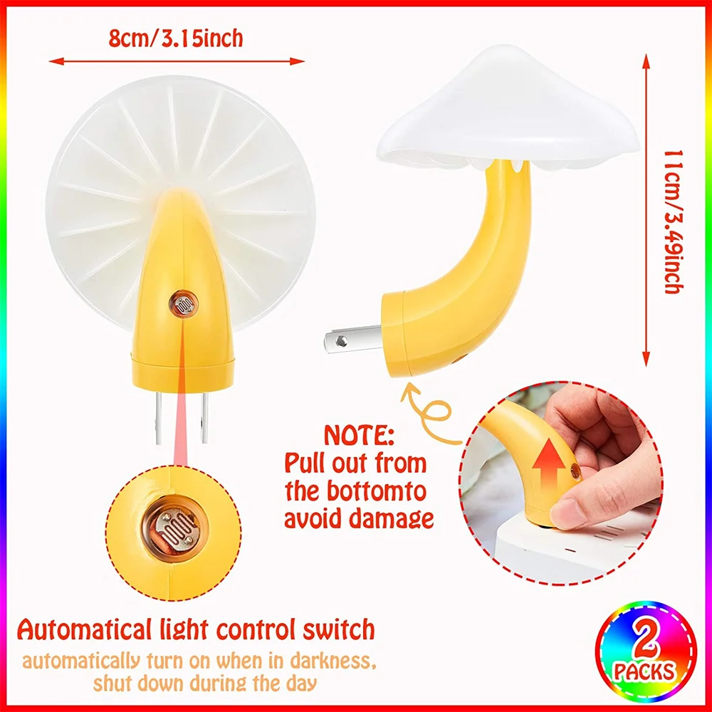 EU/US Plug Mushroom Mini Nght Lamp & Light Sensor Cute Home Decoration AC100-240V Gifts for Kids,Girlfriend