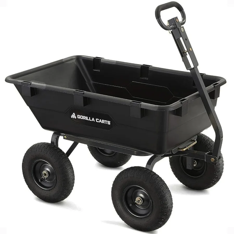 1200 lb Poly Garden Dump Cart, 6 Cu Feet Wagon, Quick-Release