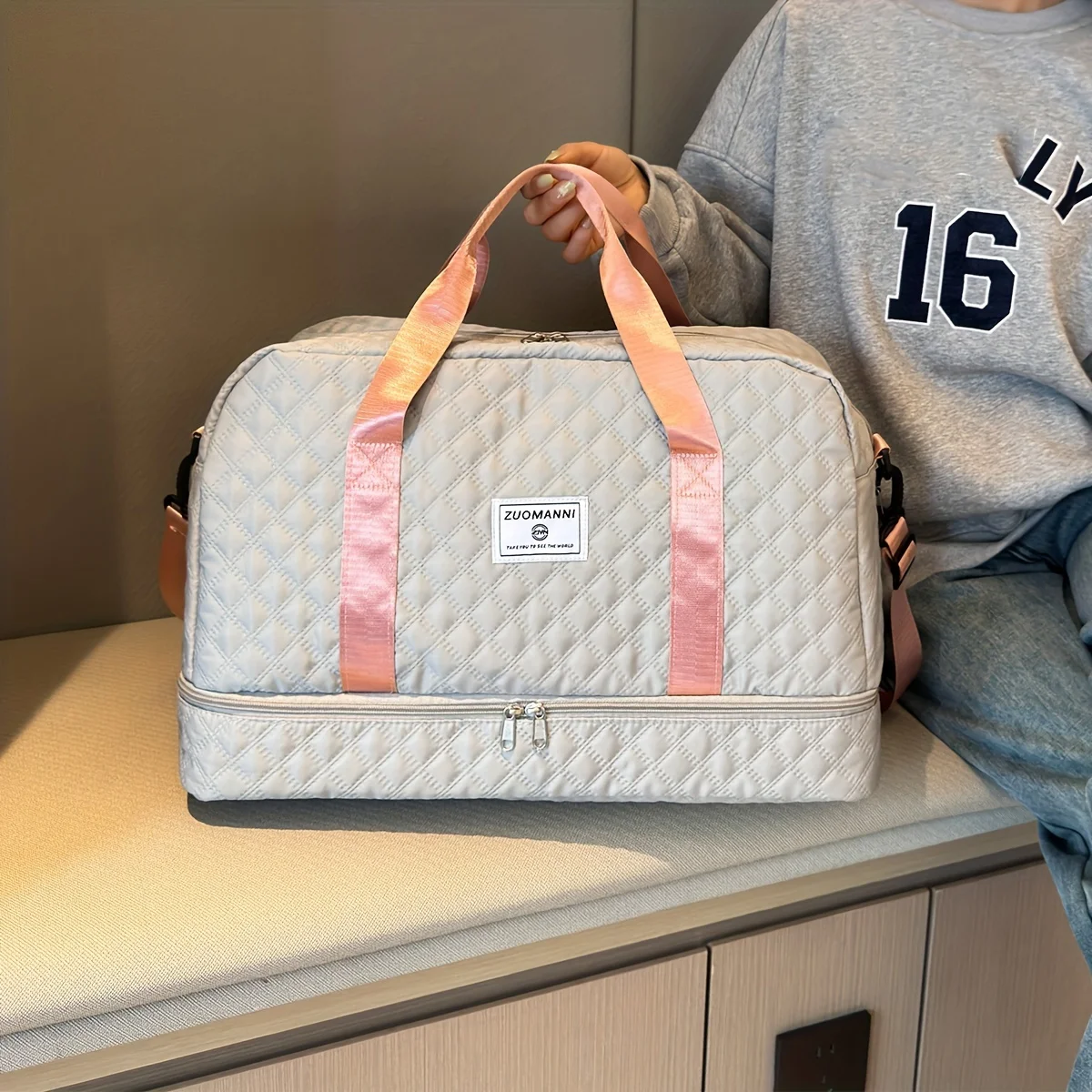 Lässige Nylon-Reisetasche, Große Kapazität für Sport- und Fitness-Aufbewahrung, Tragbare Weekender-Übernachtungstasche mit Mehreren Fächern – Detail 22