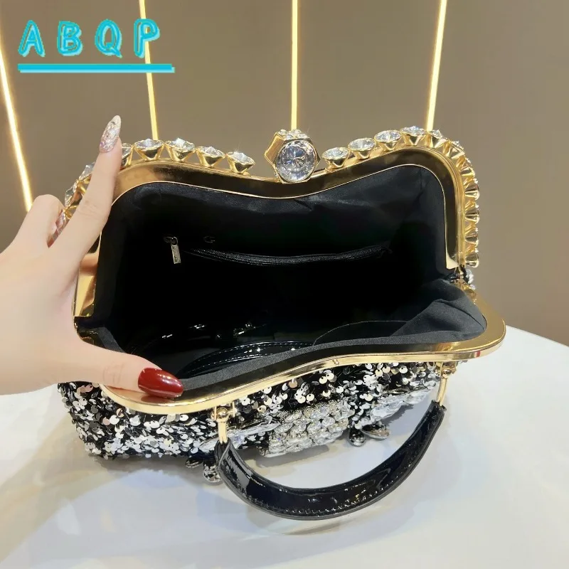 New Evening Clutch Luxury Brand Diamond-encrusted Dinner Party Clutch Diamond-encrusted Shiny Women's Shoulder Crossbody Bag