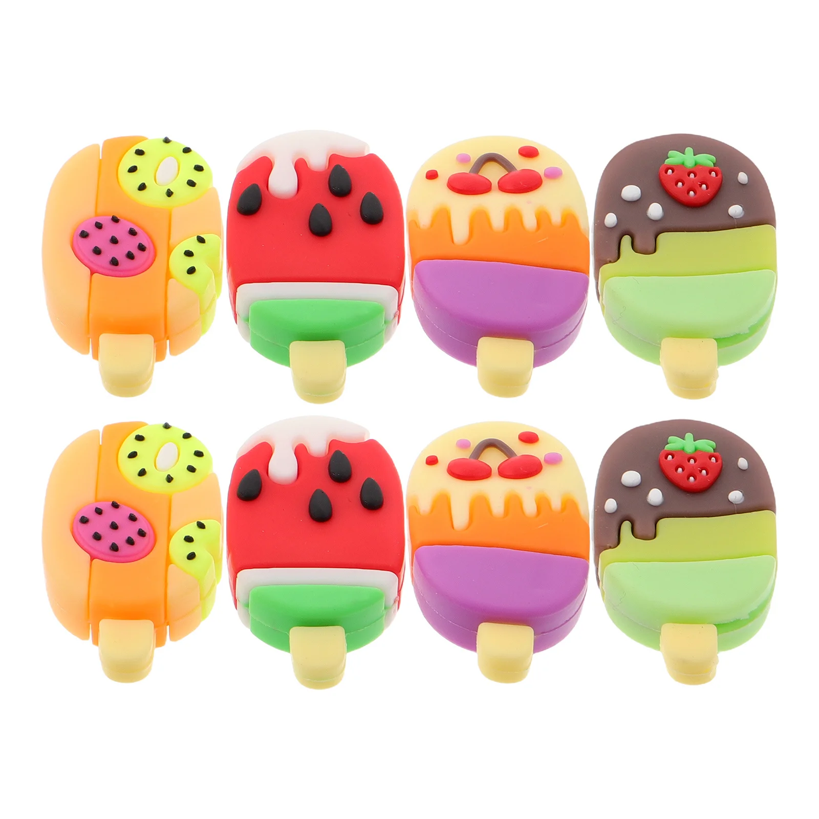 

8Pcs Ice Cream Erasers Colorful Fruit Popsicle Creative Mini Erasers for School Kids Party Favors Reward Prize Supplies
