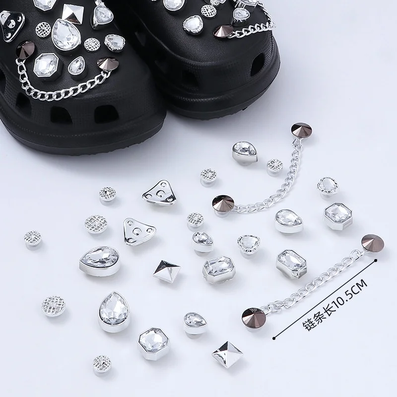 Hot New Shoe Charms for DIY Diamond Pearl Chain Gemstone Decoration Buckle for Hole Shoe Charm Accessories Kids Party Girls Gift