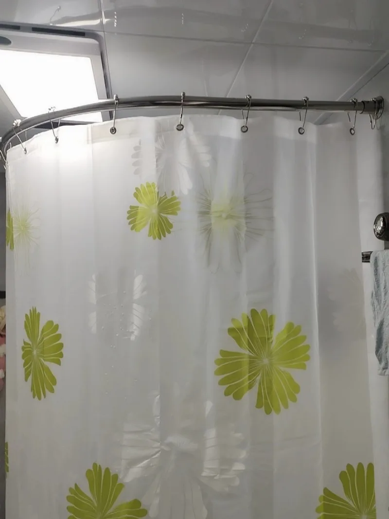 For Stainless Steel U-Shaped Adjustable Curved Shower Curtain Rod, Flexible Curtain Pole for Small Bathrooms & Bathtubs