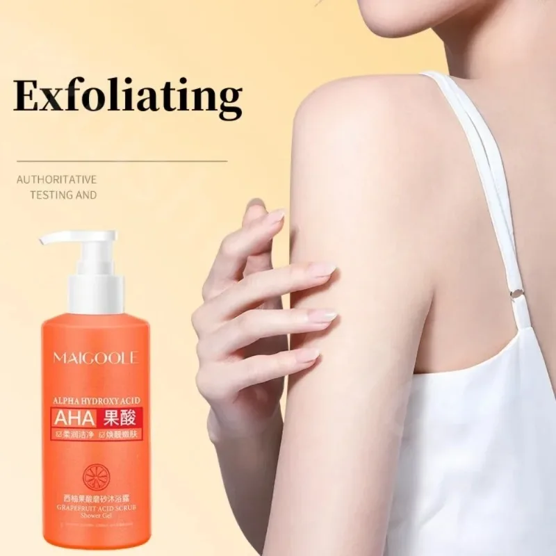 300ml AHA GRAPEFRUIT ACID SCRUB Body Wash Deep Cleansing Gentle Moisturizing Exfoliating Long-Lasting Fragrance Shower Gel