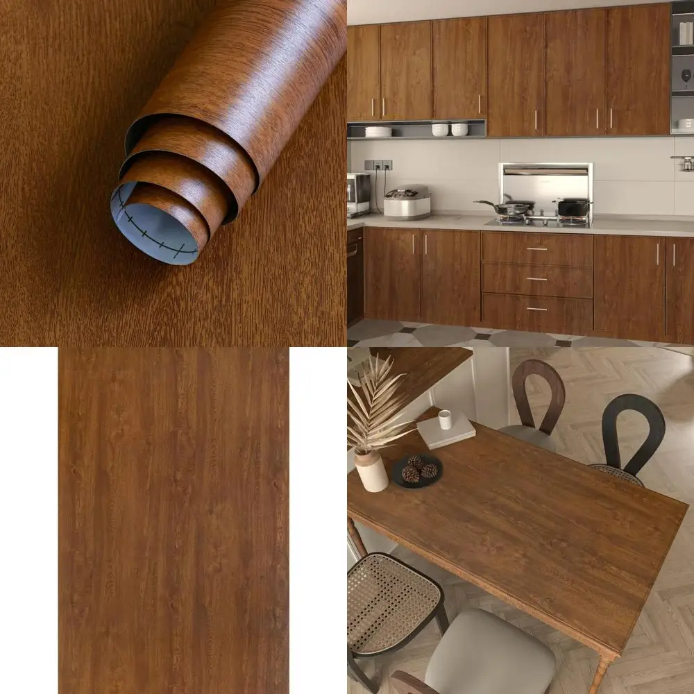 

Peel and Stick Brown Wood Grain Contact Paper Waterproof Removable Adhesive Decorative Vinyl Wallpaper for Home Interior Design