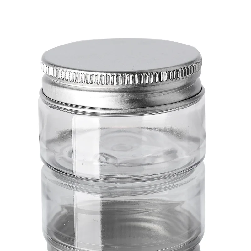 

10pcs Aluminum Balm Cap Round Wide Mouth Plastic Storage Jars Container Clear Canister Transparent Travel Bottle Pot 30ml-150ml