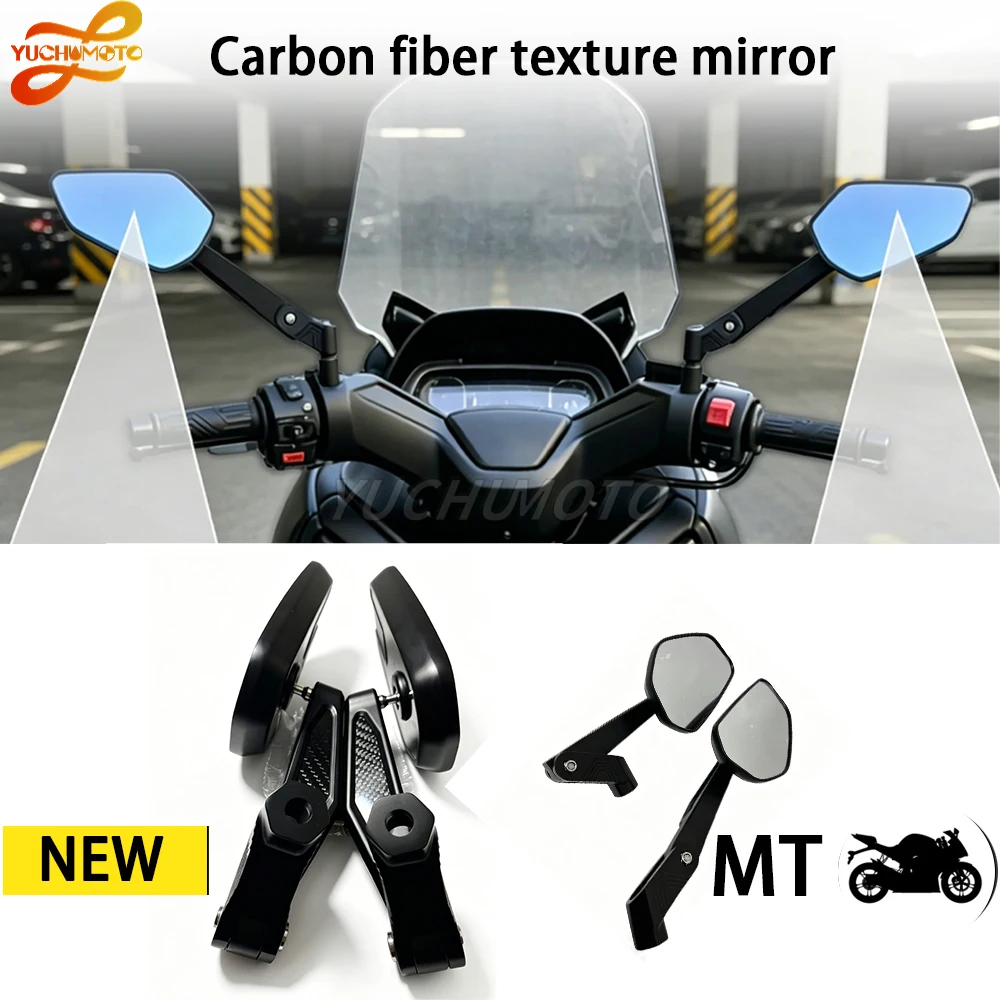 For Yamaha Suzuki Honda Kawasaki BMW Triumph DUCATI Motorcycle Mirrors Carbon Fiber Aluminum Alloy Rotatable Rearview Mirrors
