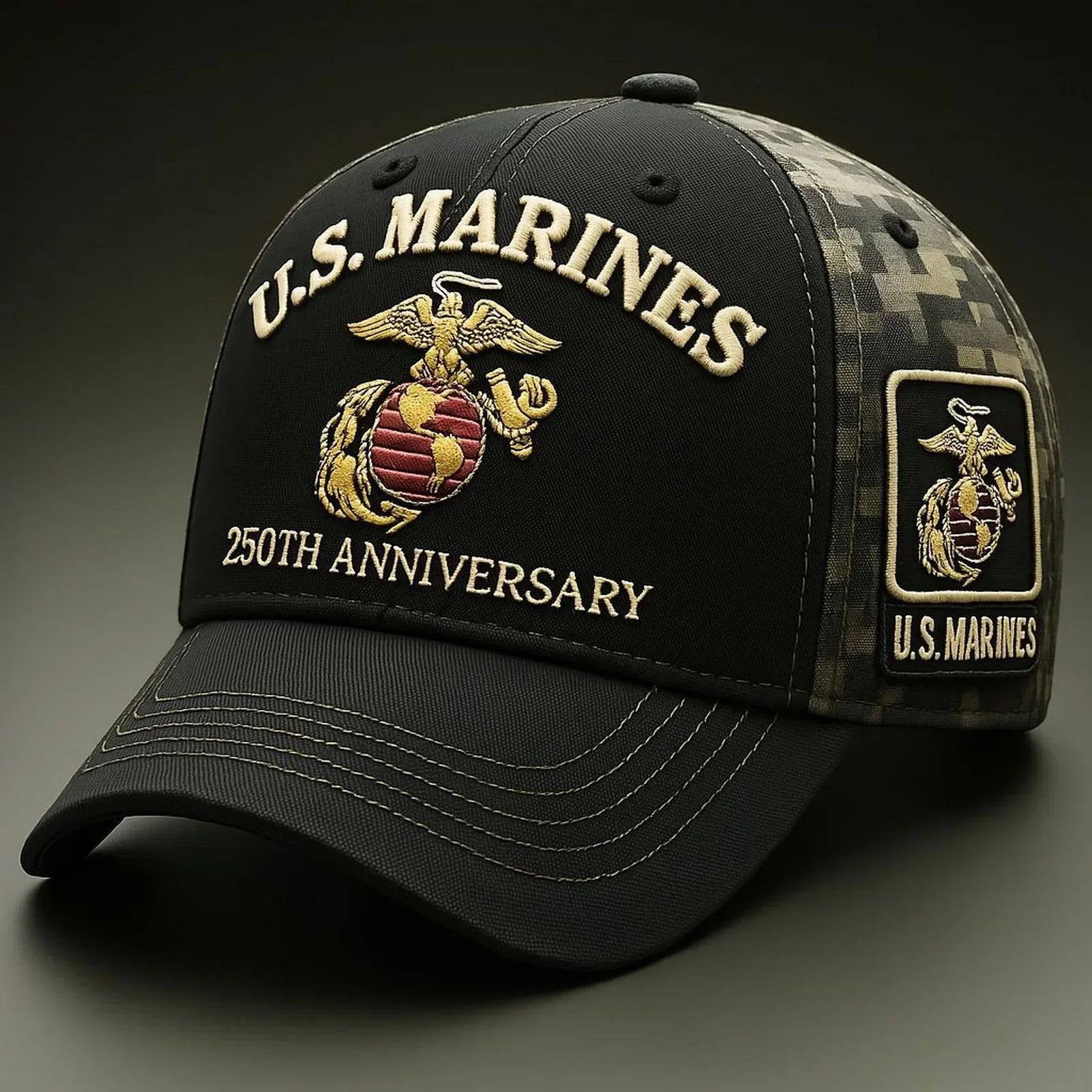 Men\'s Women\'s Embroidered Marine Corps 250th Anniversary Adjustable Baseball Cap Marine Corps 250th Anniversary Men main image 4