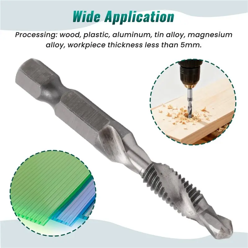 A02M-M6X1.0Mm High-Speed Steel 4341 Titanium Plated Composite Tap Drill And Tap Integrated Machine Tap Open And Chamfer Tool