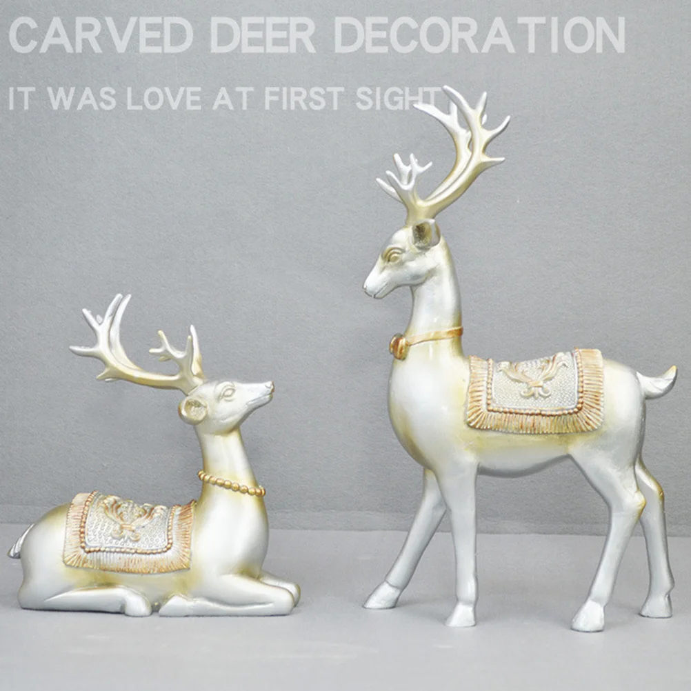 

1Pair Blue Elk Home Decor Resin Crafts Creative Desktop Decoration Tabletop Ornaments Perfect Decoration for Living Room Office